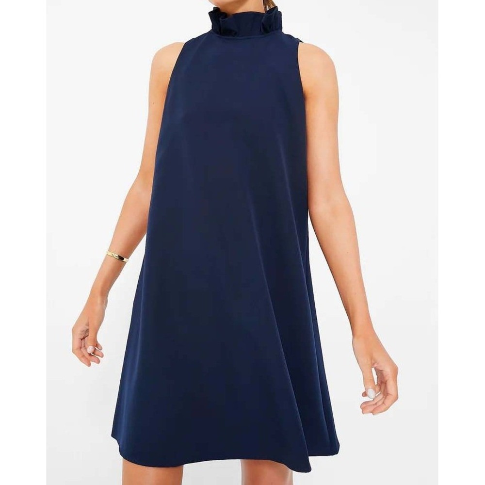 NWT Tuckernuck Women's Navy Blue Blythe Bow Shift Dress Size Extra Small Preppy - Picture 2 of 7